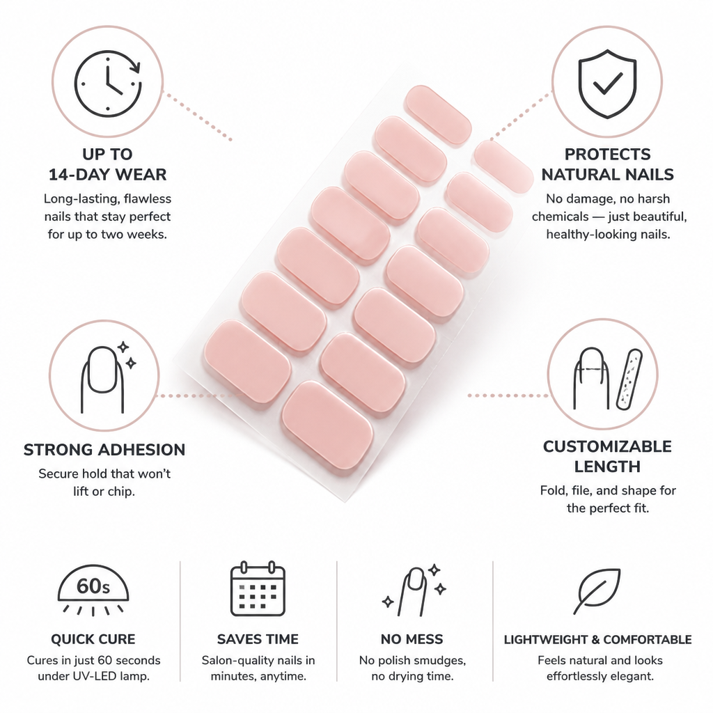 Stick-On Nail Covers Gel Finish 14-Day Wear