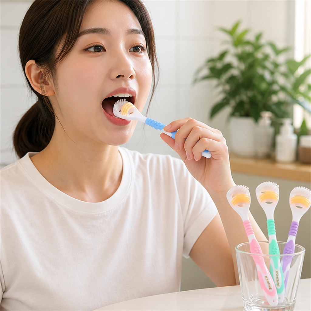 Tongue Cleaner Brush & Scraper Soft Bristles Set of 4