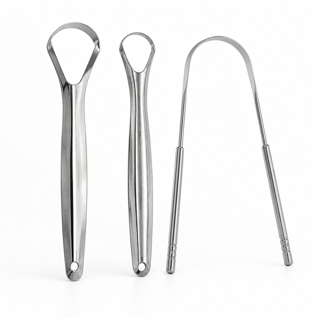 Tongue Scraper Ergonomic Surgical Stainless Steel Set of 2