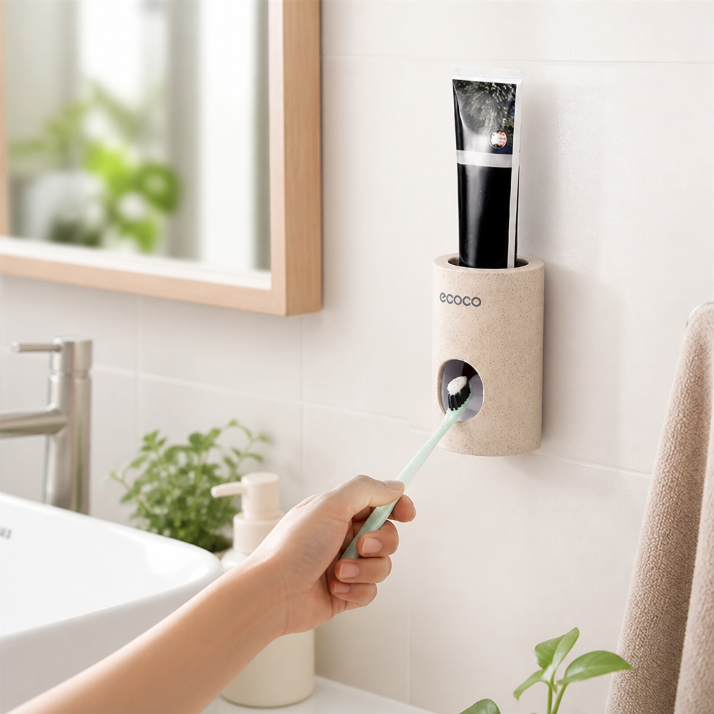 Toothpaste Dispenser Touch-Free Vacuum Dispensing Wall-Mount