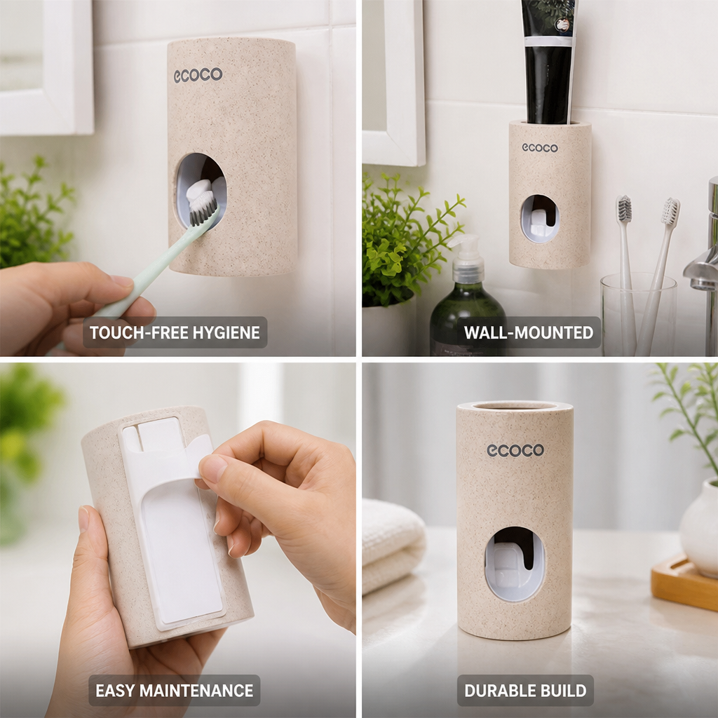Toothpaste Dispenser Touch-Free Vacuum Dispensing Wall-Mount