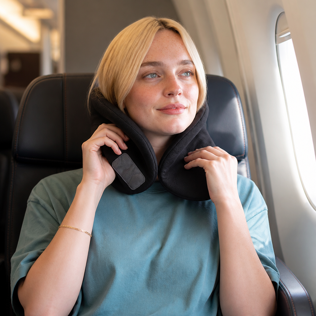 Travel Neck Pillow Ergonomic Breathable & Washable Cover