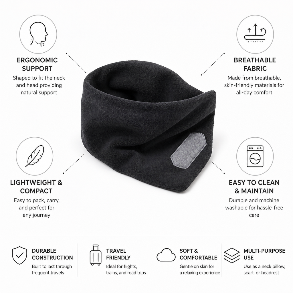Travel Neck Pillow Ergonomic Support Breathable Compact & Lightweight