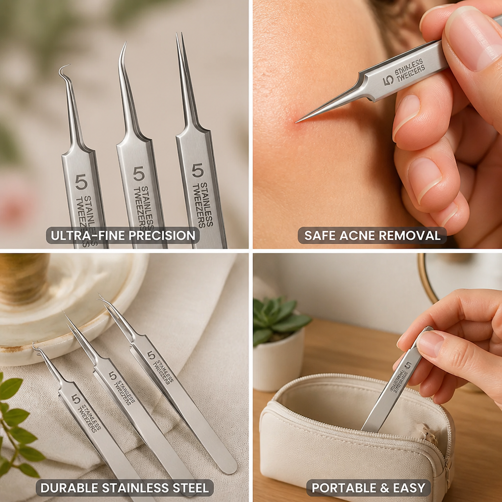 Tweezers Ultra-Fine Tip Medical-Grade Stainless Steel
