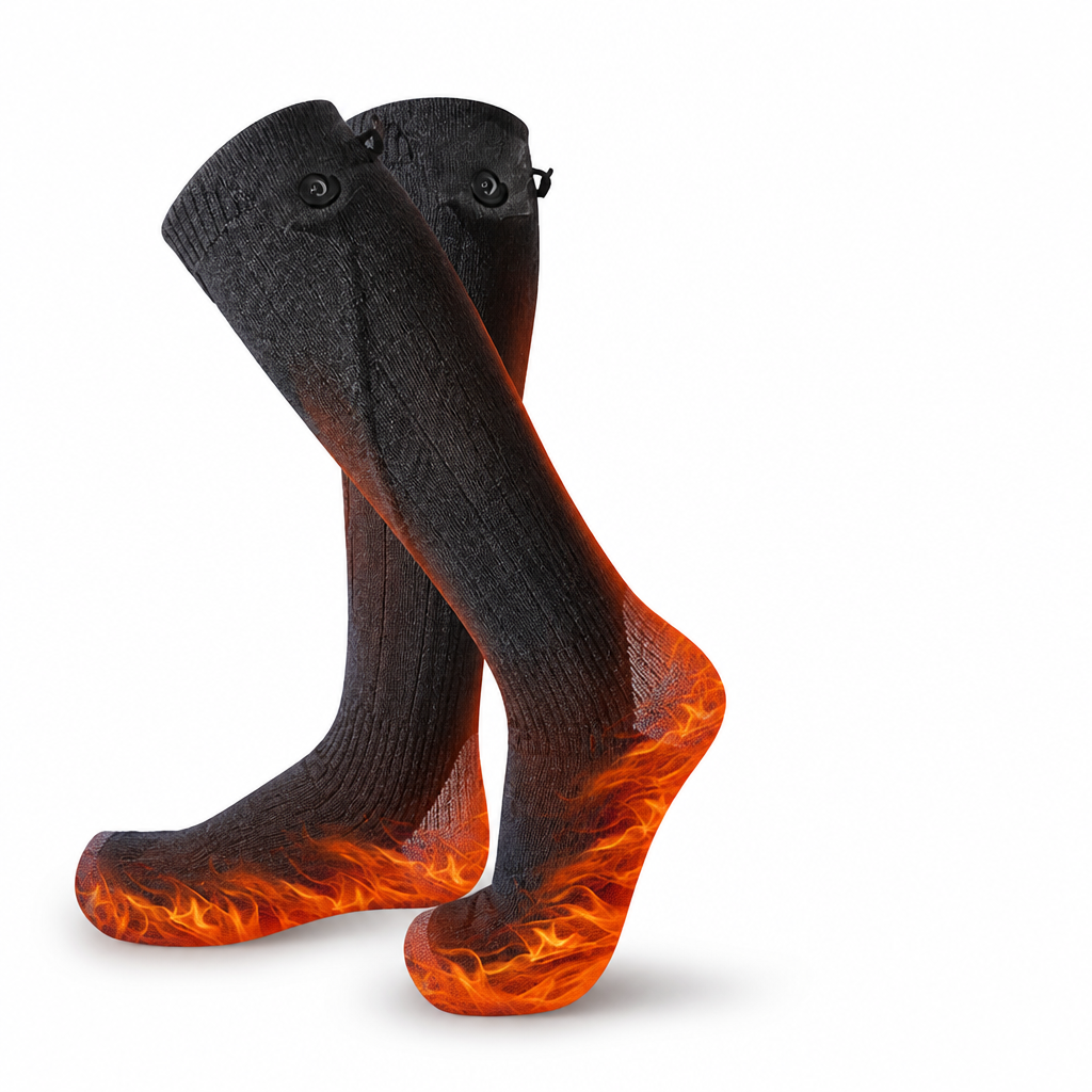 USB-Rechargeable Heated Cotton Crew Socks (Up to 10-Hour Runtime)