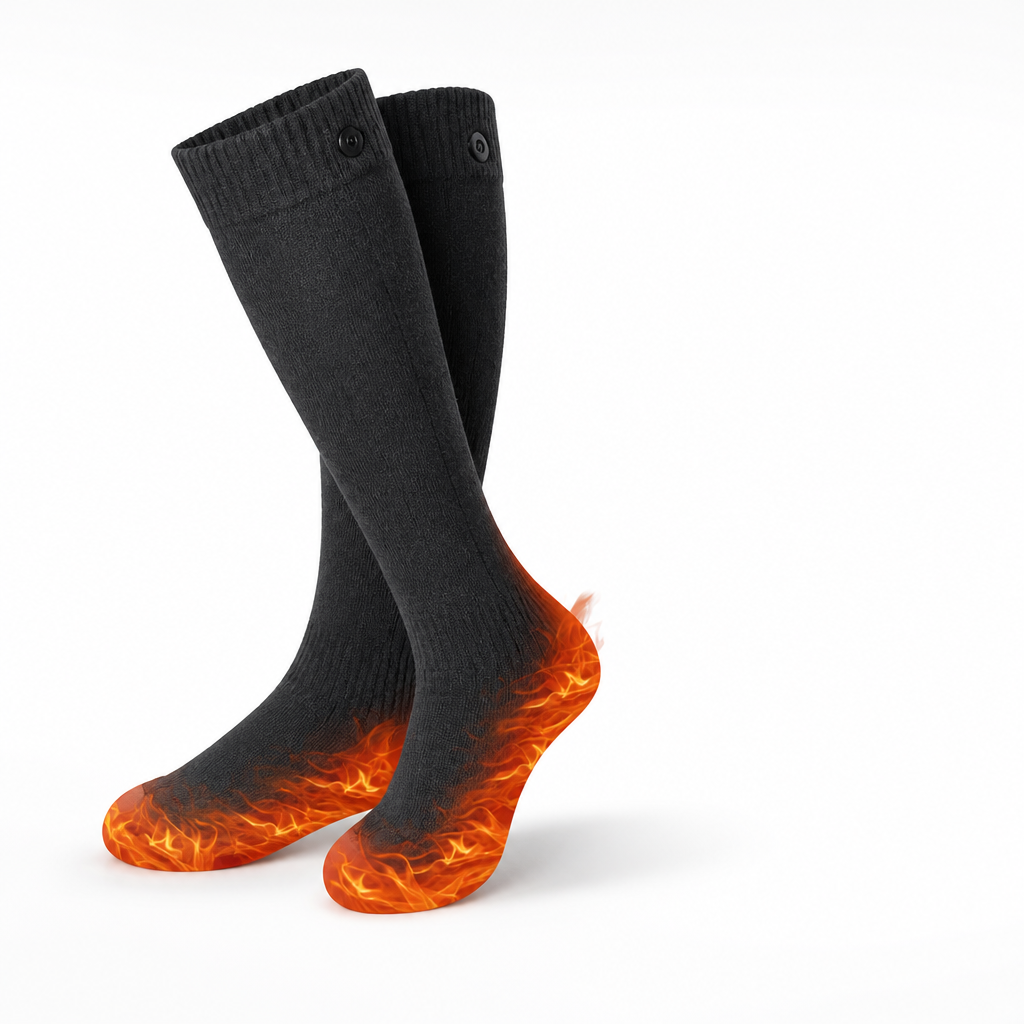 USB-Rechargeable Heated Cotton Crew Socks (Up to 10-Hour Runtime)