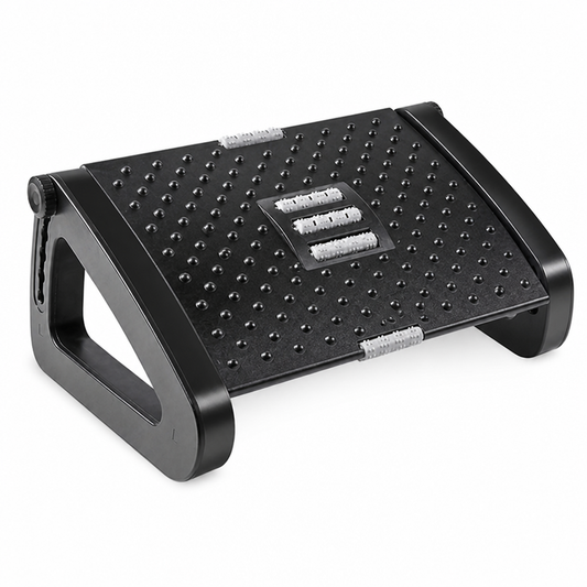 Under-Desk Foot Rest Adjustable Height Dual Massage Rollers