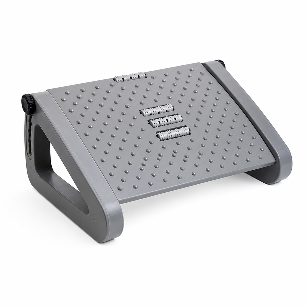 Under-Desk Foot Rest Adjustable Height Dual Massage Rollers