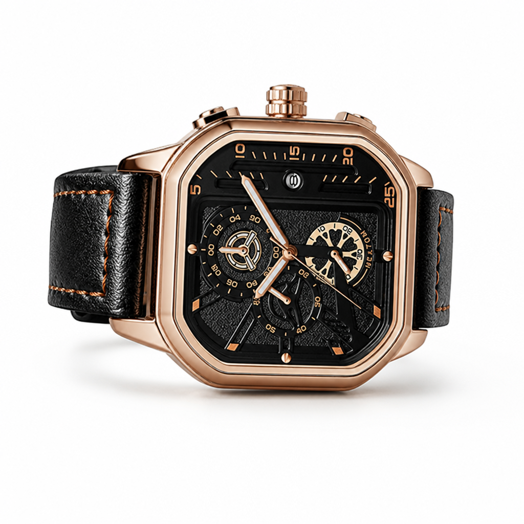 Watch Quartz Movement 30M Water-Resistant Leather & Steel Straps