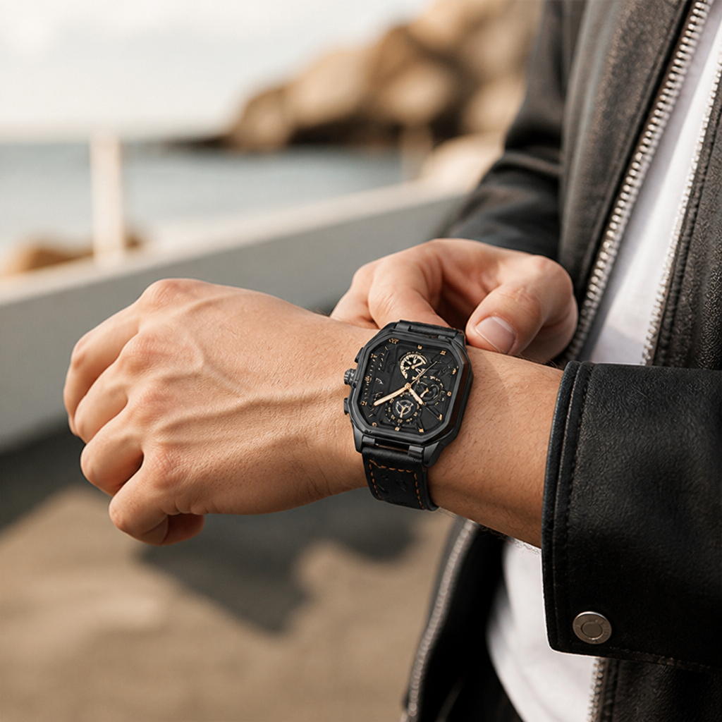 Watch Quartz Movement 30M Water-Resistant Leather & Steel Straps