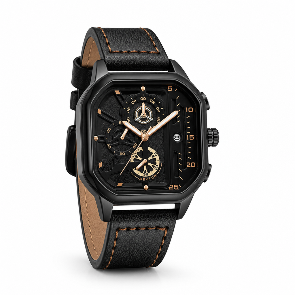 Watch Quartz Movement 30M Water-Resistant Leather & Steel Straps