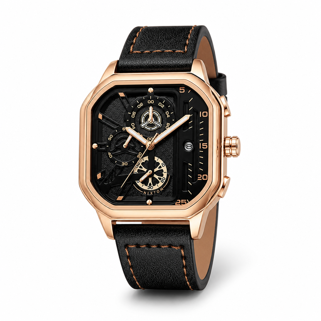 Watch Quartz Movement 30M Water-Resistant Leather & Steel Straps
