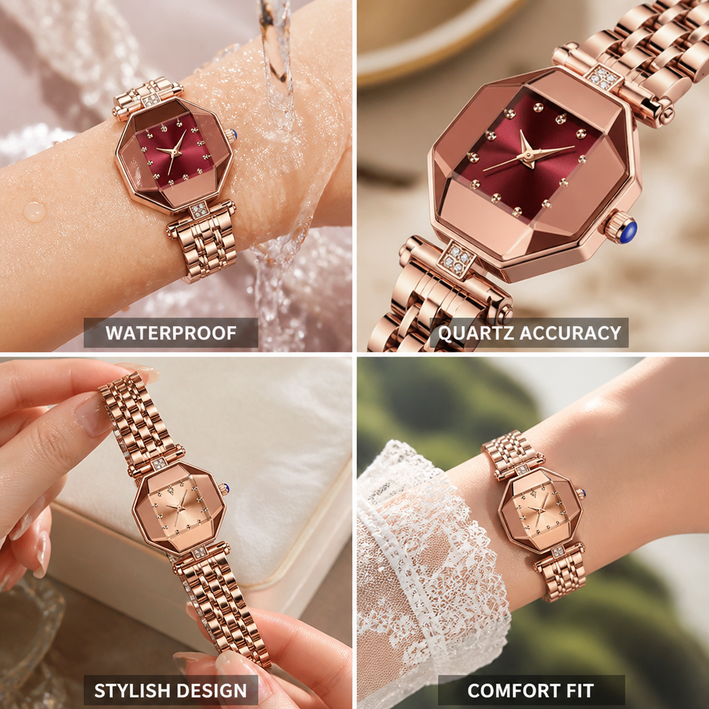 Watch Quartz Movement Waterproof Mesh Bracelet