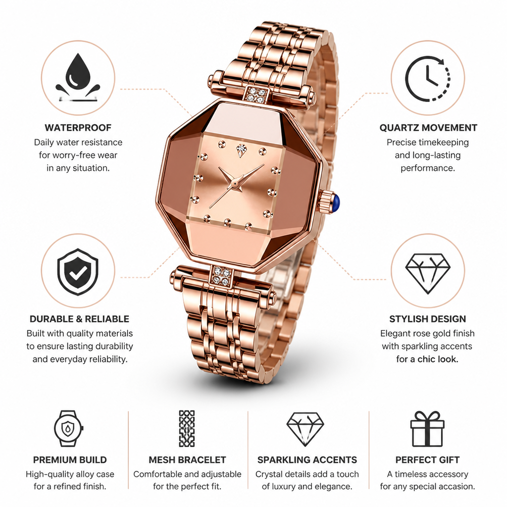 Watch Quartz Movement Waterproof Mesh Bracelet