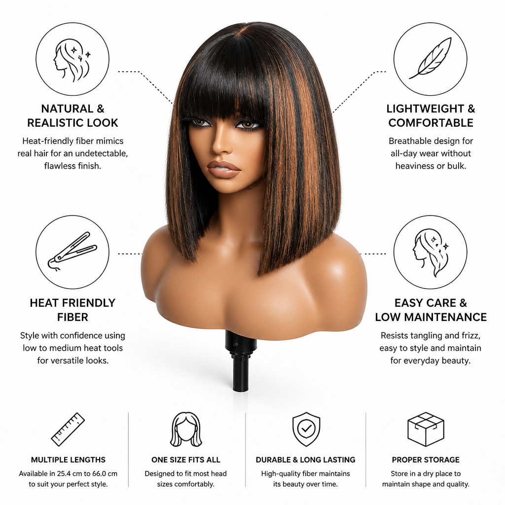 Wig Shoulder-Length Natural-Looking Heat-Friendly Fiber