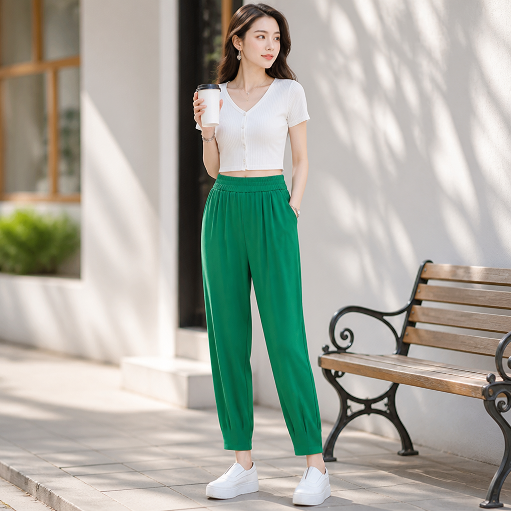 Women's Straight Pants High-Waist Breathable Quick-Dry Pockets