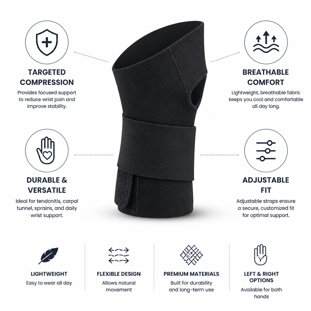 Wrist Brace Elastic Compression & Adjustable Straps